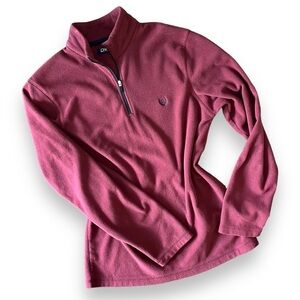 Chaps Red Fleece Half Zip Sweater